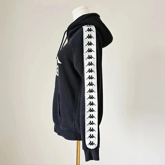 Kappa Size S men's graphic print Black pullover hoodie Spellout logo - Picture 3 of 7